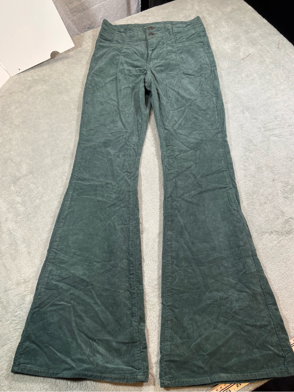 We The Free Free People Green Corduroy High Rise Flare Pants Size 29